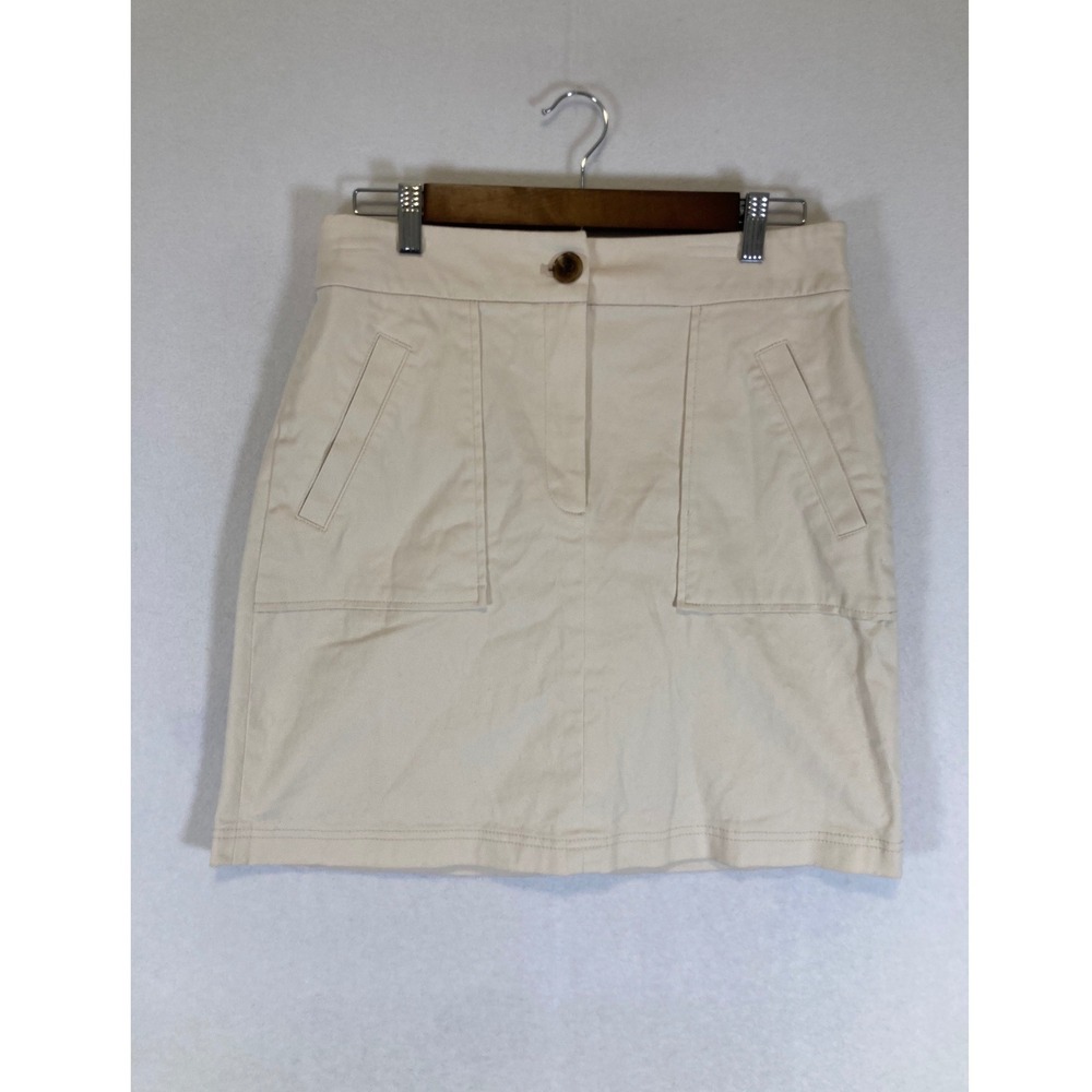 Classic Minimalist‎ Ann Taylor Factory Women 10P Cream Cotton Twill Mini Skirt
